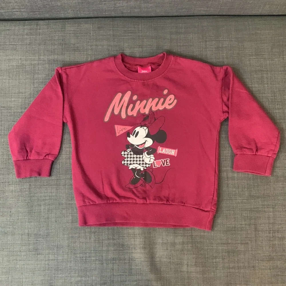 Disney Junior Minnie Girls Sweatshirt Burgundy 3T Graphic Casual Play Date